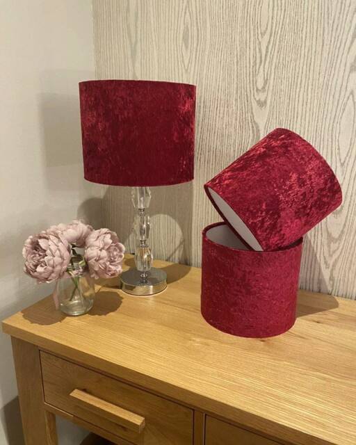 Handmade Lampshade in A Beautiful Magenta/Red Wine Colour Velvet Fabric, Various Sizes Available, Ceiling Or Table Floor Lamp Options - image 1