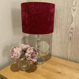Handmade Lampshade in A Beautiful Magenta/Red Wine Colour Velvet Fabric, Various Sizes Available, Ceiling Or Table Floor Lamp Options - thumbnail 3