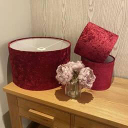 Handmade Lampshade in A Beautiful Magenta/Red Wine Colour Velvet Fabric, Various Sizes Available, Ceiling Or Table Floor Lamp Options - thumbnail 2