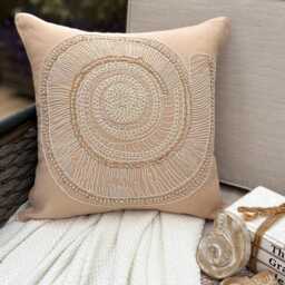 "Cotton Linen Beaded Coastal Beige, 24""x24""/26""x26" - thumbnail 1