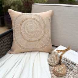 "Cotton Linen Beaded Coastal Beige, 24""x24""/26""x26" - thumbnail 2