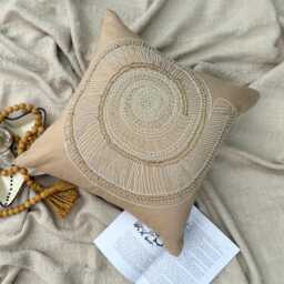 "Cotton Linen Beaded Coastal Beige, 24""x24""/26""x26" - thumbnail 3
