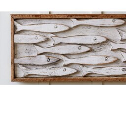 Fish Wall Art Nautical Decor Framed Minnow School Wooden Beach - thumbnail 3