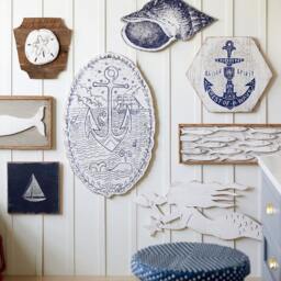 Fish Wall Art Nautical Decor Framed Minnow School Wooden Beach - thumbnail 2