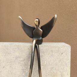 Bronze Angel Shelf Sitter Figurine Guardian Decor - thumbnail 2