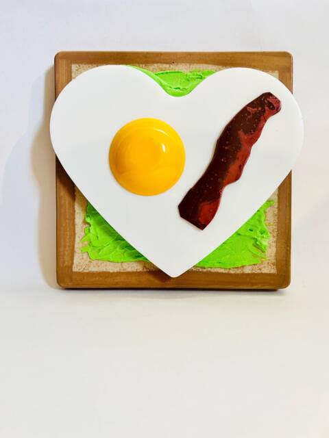Heart Egg & Avocado Toast Wall Hanging/Fake Food/ Food D??cor/Kitchen D??cor/Dopamine D??cor/Pop Art/Valentines Day Gift/Kitschy/ Art - image 1