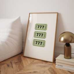 777 Angel Number Print Lucky Vintage Ticket Wall Art Luck Poster - thumbnail 3