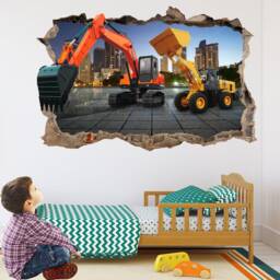 Excavator Construction Equipment Work Machine Wall Sticker Mural Decal Poster Print Art Home Office Decor Bf25 - thumbnail 2