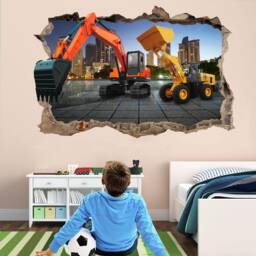 Excavator Construction Equipment Work Machine Wall Sticker Mural Decal Poster Print Art Home Office Decor Bf25 - thumbnail 1