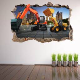 Excavator Construction Equipment Work Machine Wall Sticker Mural Decal Poster Print Art Home Office Decor Bf25 - thumbnail 3