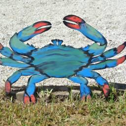 Blue Crab Outdoor Decor Gift For Him. Wooden Crab Wall Art Pool Deck & Home Bar Decoration. Holiday Gift Dad - thumbnail 2