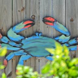 Blue Crab Outdoor Decor Gift For Him. Wooden Crab Wall Art Pool Deck & Home Bar Decoration. Holiday Gift Dad - thumbnail 4