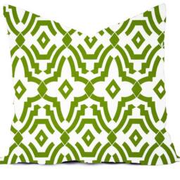 Green Geometric Pillow Cover - Olive, Grass, Bay White Outdoor Rated - thumbnail 3
