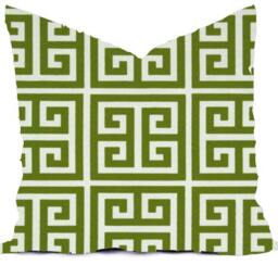 Green Geometric Pillow Cover - Olive, Grass, Bay White Outdoor Rated - thumbnail 4