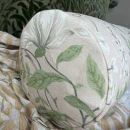 "Laura Ashley Floral Bolster Pillow - Green Pink Cylinder Cushion - 16"" X 6" - thumbnail 3