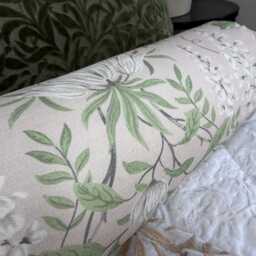 "Laura Ashley Floral Bolster Pillow - Green Pink Cylinder Cushion - 16"" X 6" - thumbnail 2