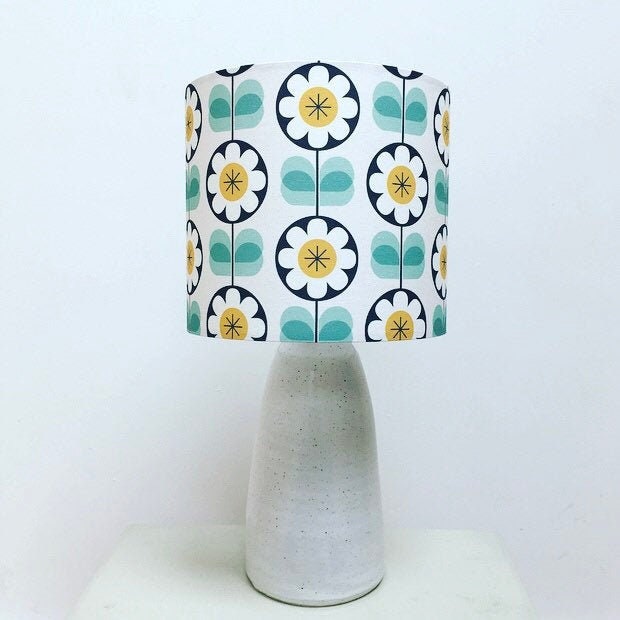 Lampshade, Lamp Shade, Daisy Lampshade, Pattern, Mustard Daisy, Scandi Flower Mid Century - image 1