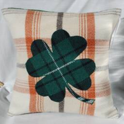 st Patrick's Day Lucky Pillow, Irish Four Leaf Clover Tartan Cushion, Decorative Handmade Perfect Scottish Gift Ideas 12 - thumbnail 1