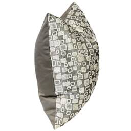 Silver Grey Geometric Embroidered Pillow Cover - Woven Texture Throw Home Decor - thumbnail 2