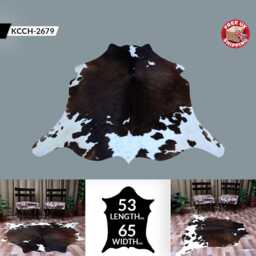 Grand Large Cowhide Rug - Luxurious Dark Brown & White Hair-On Leather For Modern Living - thumbnail 2