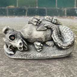Concrete Relaxion Dragon Statue Funny Sculpture Cement Laying Figurine Stone Garden Animal Ornament Dragon Lover Gift Yard Art - thumbnail 4
