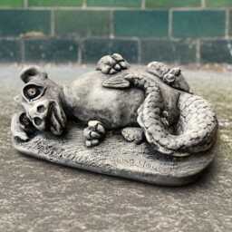 Concrete Relaxion Dragon Statue Funny Sculpture Cement Laying Figurine Stone Garden Animal Ornament Dragon Lover Gift Yard Art - thumbnail 3