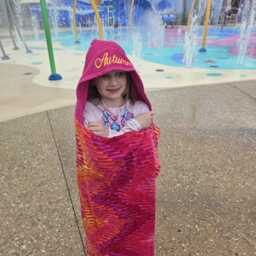 Personalized Hooded Towel Lg Pink Chevron Monogrammed Beach Birthday Gift Adult Beach Towel Graduation For Mom - thumbnail 3