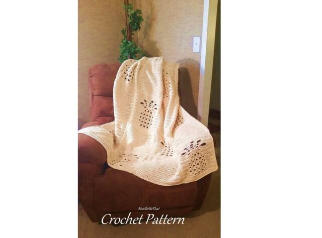 Pineapple Creme Afghan Crochet Pattern, Throw, Light Airy Blanket, Soft To Touch, Instant Download - image 1