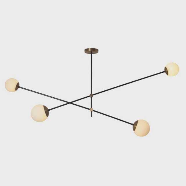 Mid-Century Modern Sputnik Chandelier, Brass Globe Pendant Light - image 1