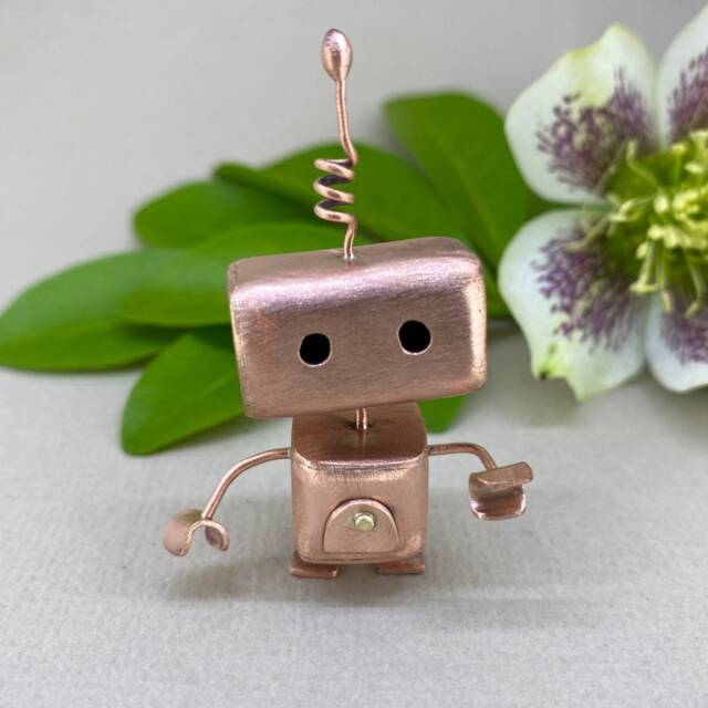 Latch - Handmade Copper Robot Sculpture Dream Keeper - image 1