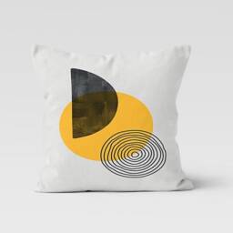 Abstract Cushion Cover-Geometric Pillow Case-Yellow Grey Case-Modern Cover-Gift For Her Cushion-Handmade Material - thumbnail 4