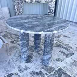 Tiger Skin Grey Marble Dining Table, Fully Customizable - thumbnail 4