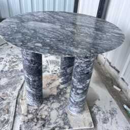 Tiger Skin Grey Marble Dining Table, Fully Customizable - thumbnail 2