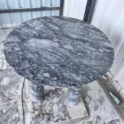 Tiger Skin Grey Marble Dining Table, Fully Customizable - thumbnail 3