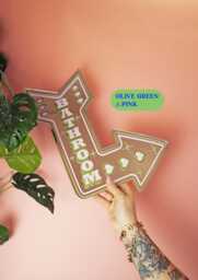 Retro Bathroom Arrow Mirror - Olive Green & Pink - thumbnail 1