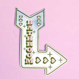 Retro Bathroom Arrow Mirror - Olive Green & Pink - thumbnail 3
