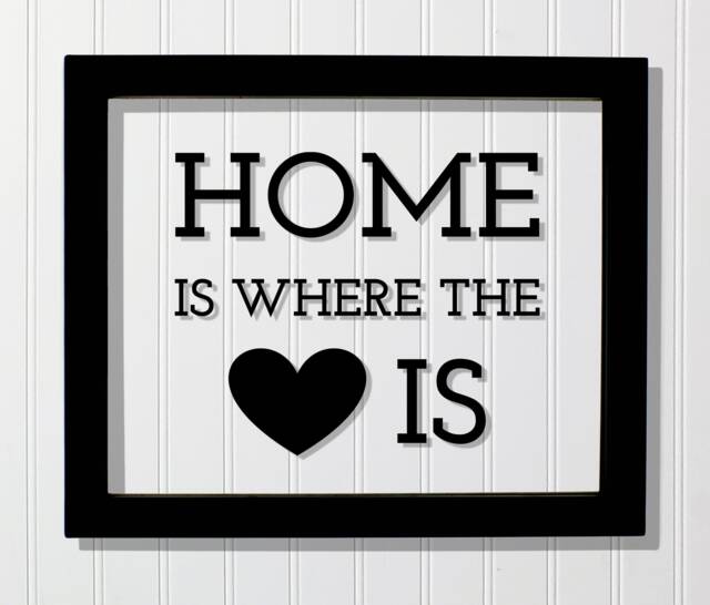 Home Is Where The Heart - Housewarming Gift Present Wall Hanging Decor Sign Plaque Modern Minimalist Unique Floating Quote - image 1