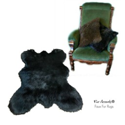 Faux Fur Bear Skin Rug - Plush Shag Throw Rug, Animal Friendly - thumbnail 1