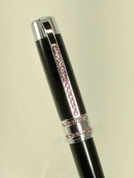 Black Pearl Pen With Pink Swazorski Crystals, Mother's Day Gift
