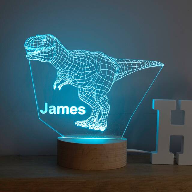 Personalised 3D T-Rex Colour-Changing Night Light - Custom Dinosaur Lamp Gift - image 1