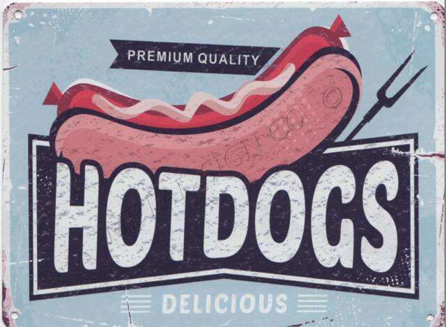 Hot Dogs Metal Wall Sign Retro Diner Cafe Decor