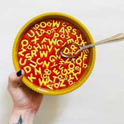 Alphabet Soup Wall Hanging/ Dopamine Decor/ Maximalist Fake Food/ Food Pop Art/ Sculpture/ Funky Decor/Kitchen