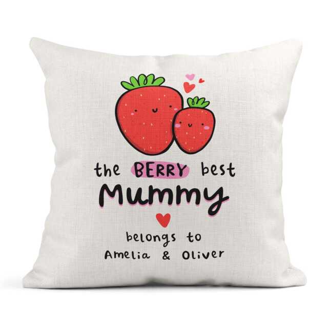 Personalised Mummy Cushion, Berry Best Belongs To - image 1
