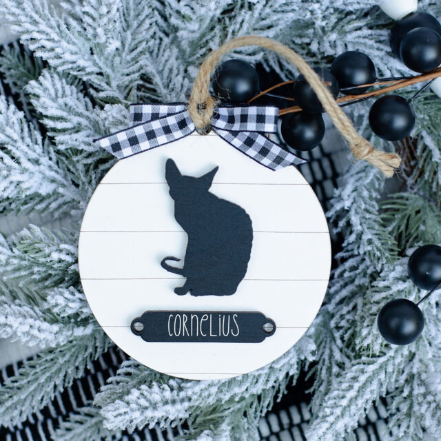 Farmhouse Christmas Ornament Cornish Rex Cat - Gift For Owner Modern Decor Mom - image 1