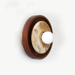 Onyx Stone & Walnut Eclectic Sconce Light Unique Fixture Vanity Bathroom Lighting Foyer - thumbnail 3