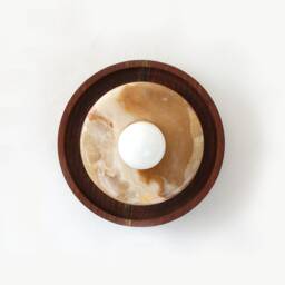 Onyx Stone & Walnut Eclectic Sconce Light Unique Fixture Vanity Bathroom Lighting Foyer - thumbnail 2