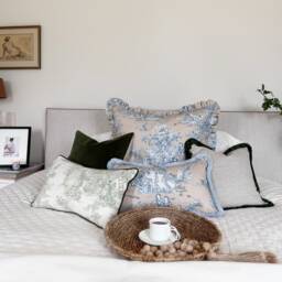 Beige Linen Pillow Cover Green Fringe, Modern Country Pillowcase - thumbnail 4