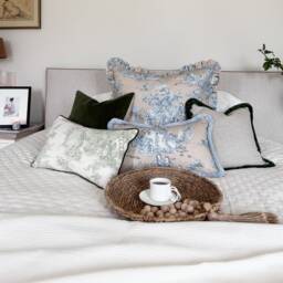 Beige Linen Pillow Cover Green Fringe, Modern Country Pillowcase - thumbnail 3