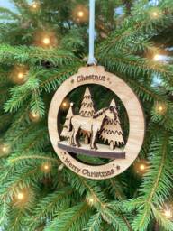 Personalized Oak Horse Christmas Ornament Pet Memorial Bauble