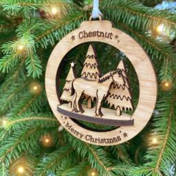Personalized Oak Horse Christmas Ornament Pet Memorial Bauble - thumbnail 3